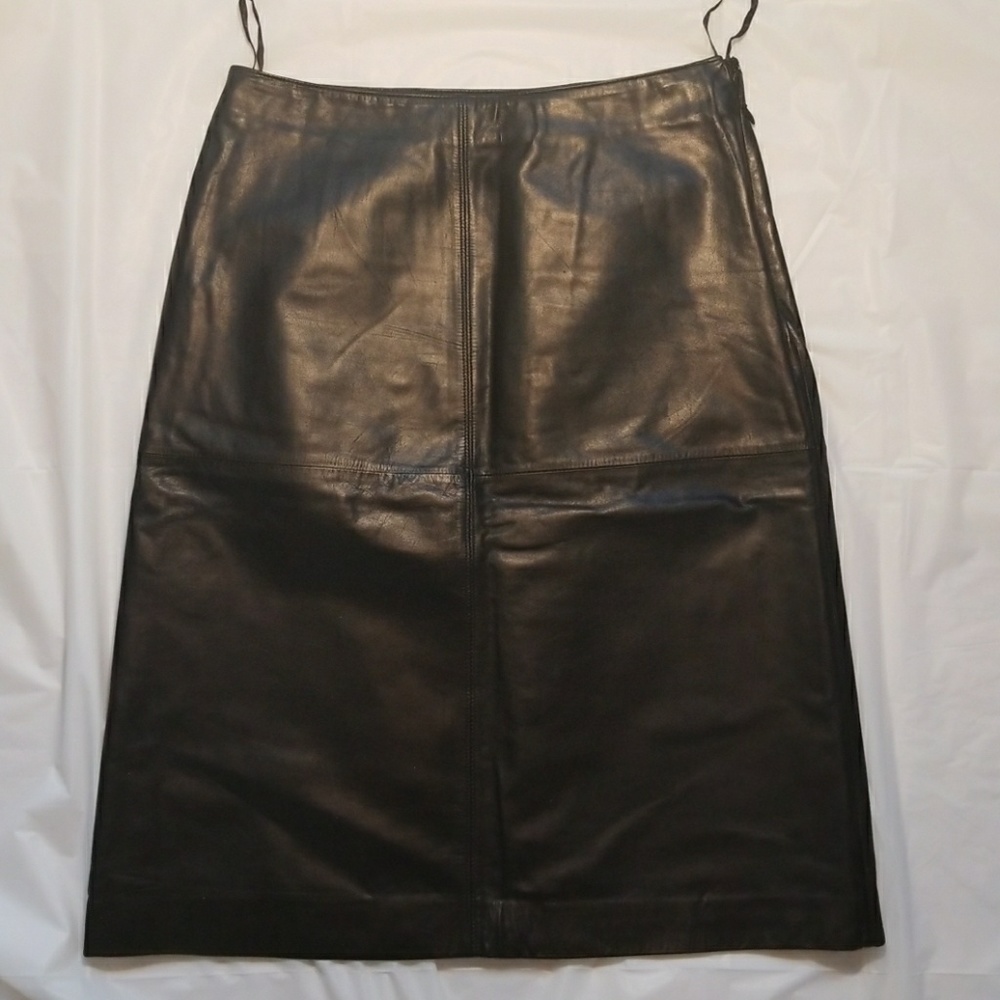 AnnTaylor Black Leather Skirt